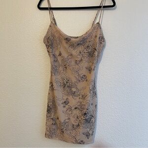Forever 21 Tan Asian Pattern Mini Dress Small NWT